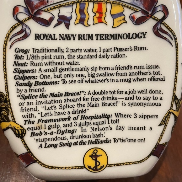 Vintage British Navy Pusser's Rum Hand Cast Porcelain Hip Flask Empty Bottle - Picture 5 of 6